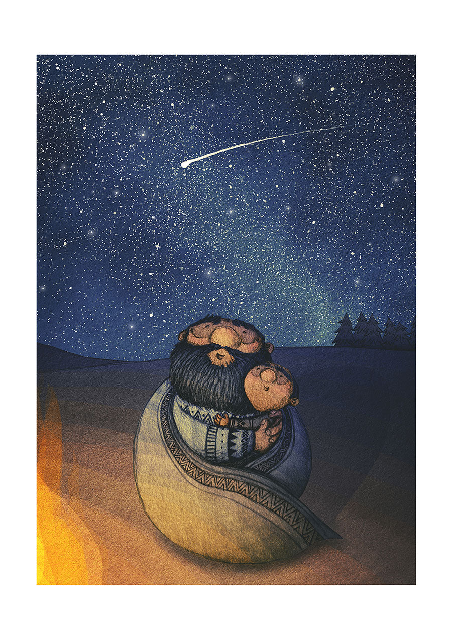 father-and-son-art-print-wild-camping-childrens-book-illustration-shooting-star-maia-walczak