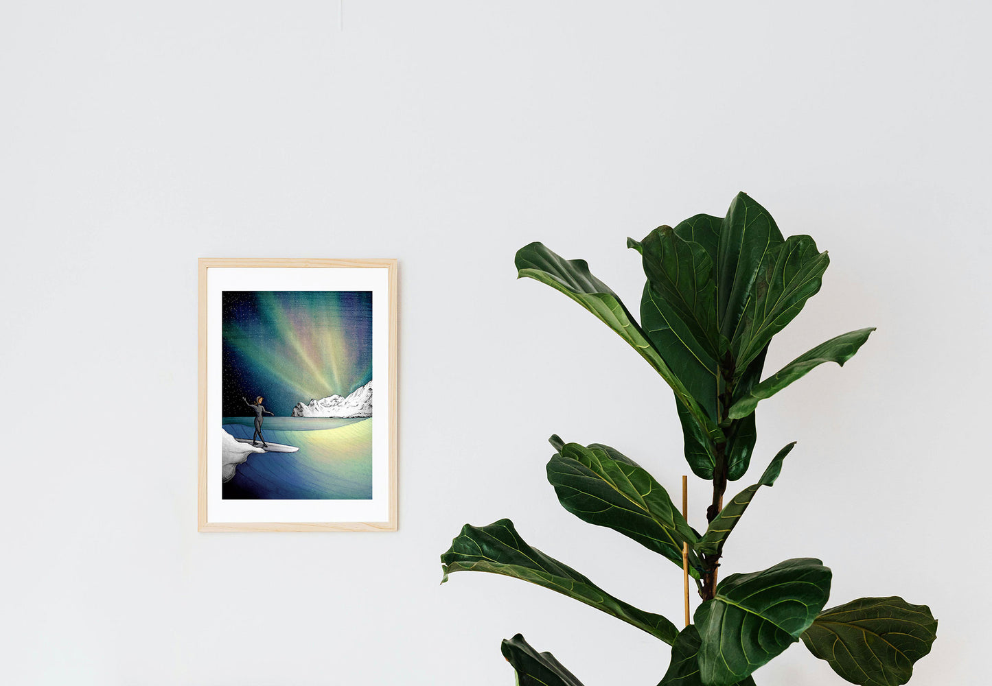 surf-art-print-northern-lights-cold-water-surf-girl-maia-walczak-cornwall