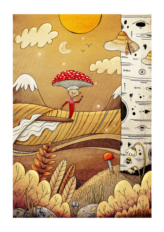 surf-art-print-mushroom-art-fly-agaric-print-cornwall-maia-walczak