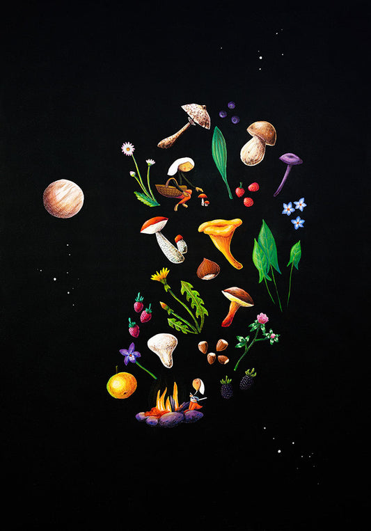 mushroom-art-nature-art-foraging-art-cosmic-art-original-painting-cornwall-maia-walczak