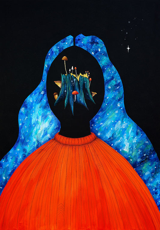 mushroom-art-cosmic-art-visionary-art-surreal-art-original-painting-cornwall-maia-walczak