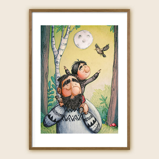 Childrens-book-illustration-father-and-son-nature-art-print-Maia-Walczak