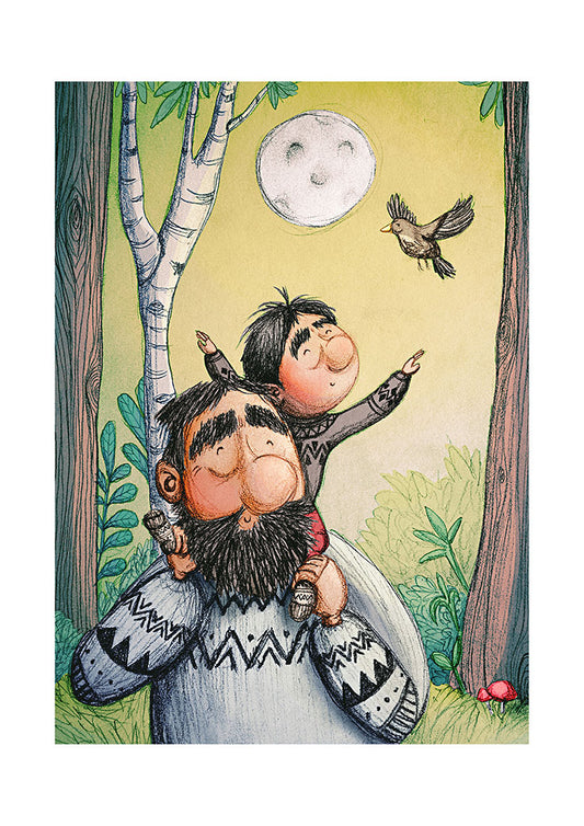 Childrens-book-illustration-father-and-son-nature-art-print-Maia-Walczak