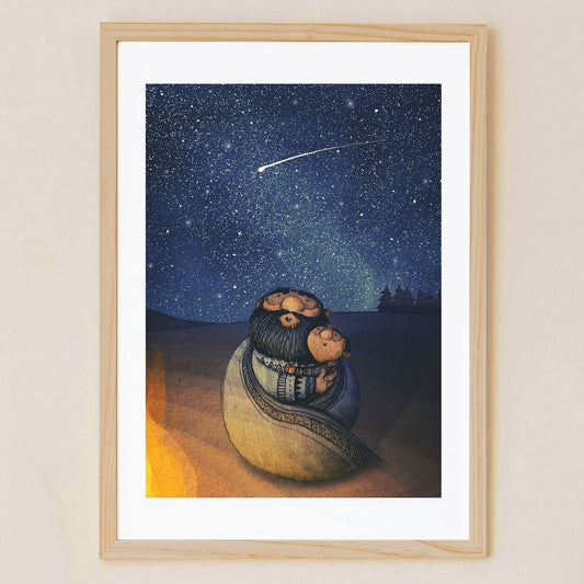 father-and-son-art-print-wild-camping-childrens-book-illustration-shooting-star-maia-walczak