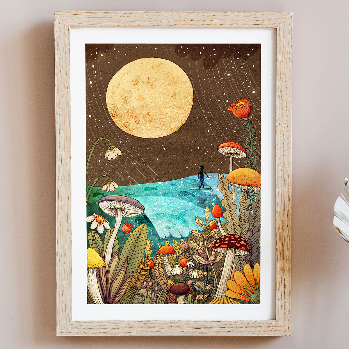 surf-art-print-surfer-girl-full-moon-mushrooms-cornwall-maia-walczak