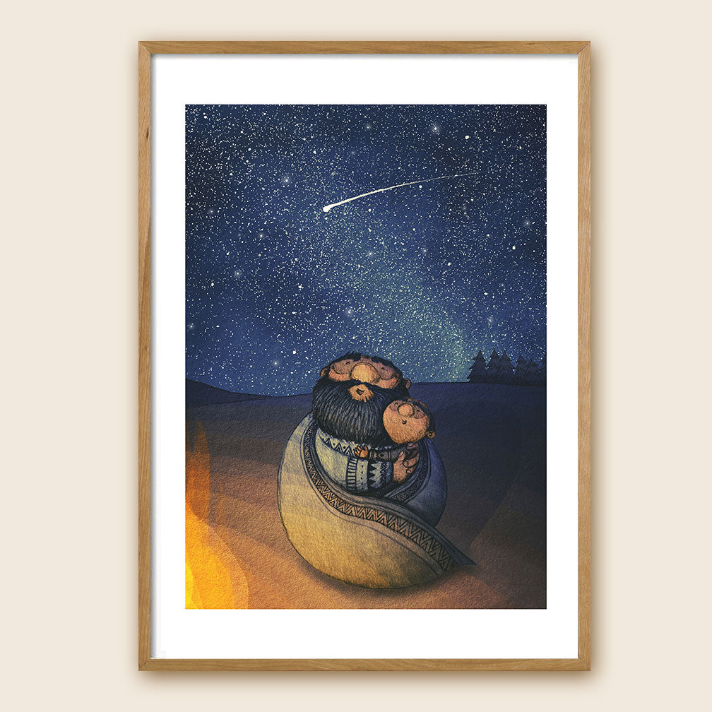 childrens-book-illustration-art-print-wylder-father-and-son-shooting-star-maia-walczak