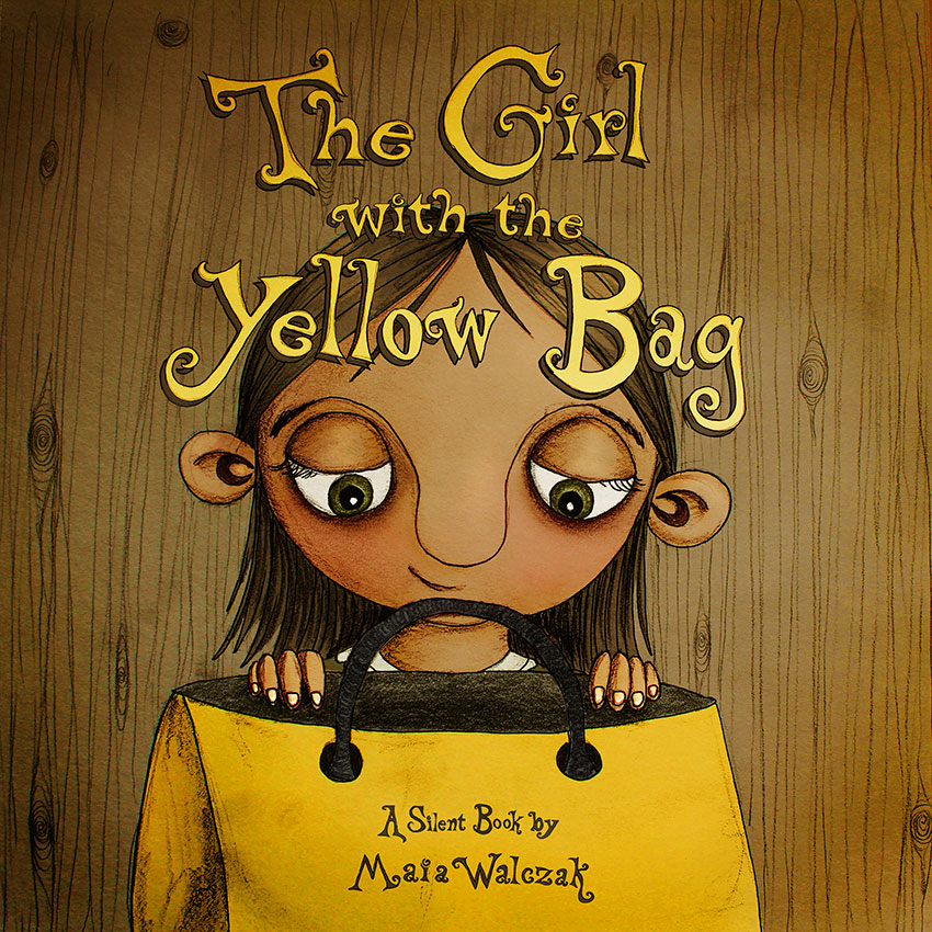 childrens-book-wordless-book-silent-book-the-girl-with-the-yellow-bag-maia-walczak-cornwall-childrens-illustrator
