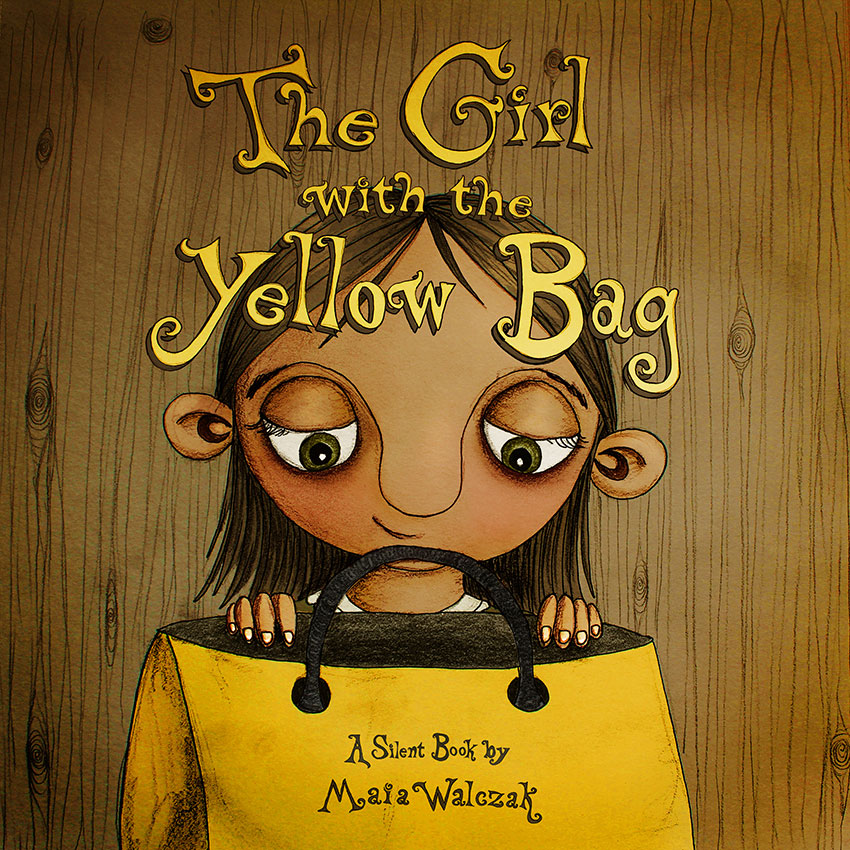 childrens-book-silent-book-the-girl-with-the-yellow-bag-maia-walczak-cornwall-childrens-illustrator