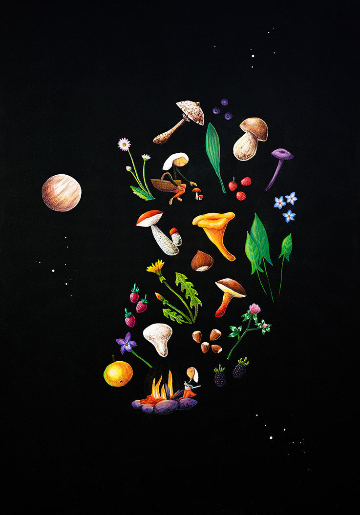 mushroom-art-nature-art-foraging-art-cosmic-art-original-painting-cornwall-maia-walczak