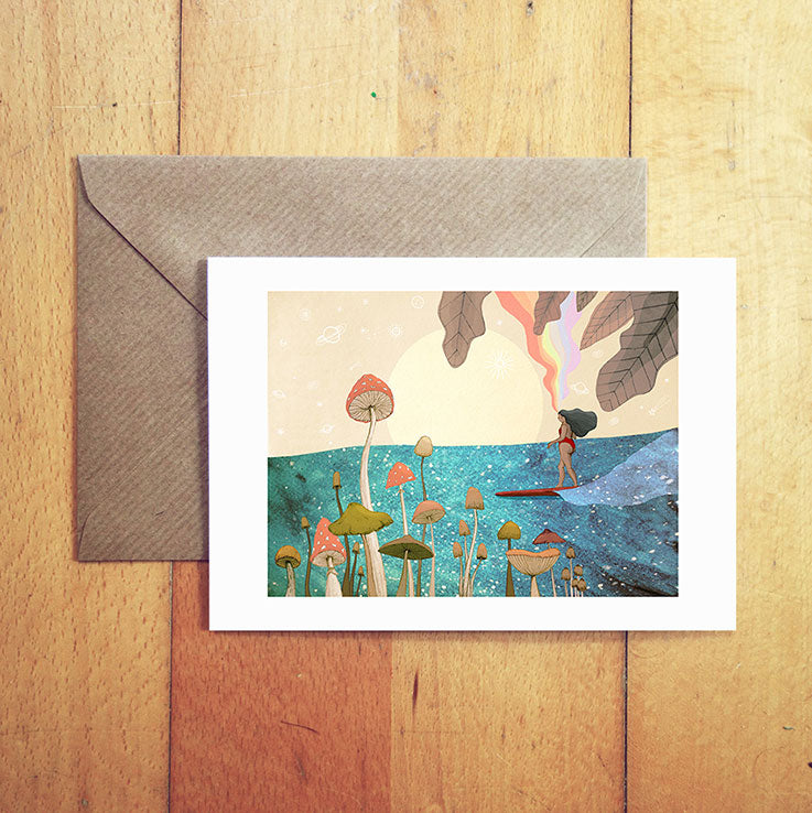 surf-art-surf-girl-mushroom-art-psychedelic-art-card-cornwall-maia-walczak