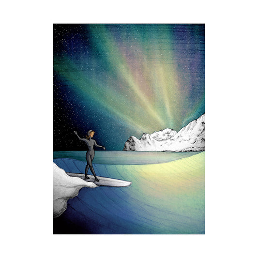 surf-art-print-northern-lights-surf-girl-maia-walczak-cornwall